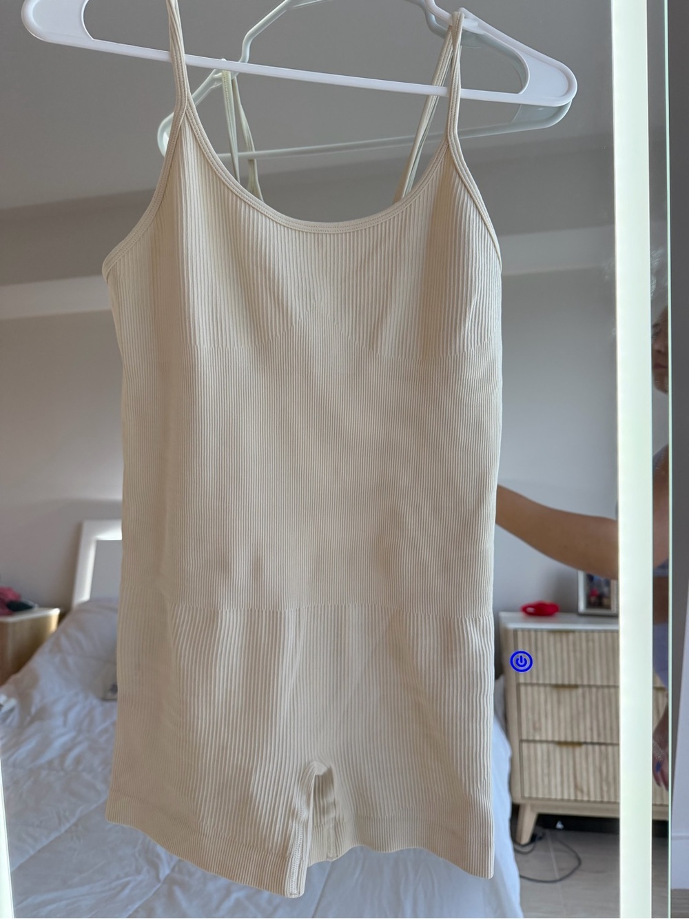 Amazon Cream Ribbed Cami Romper